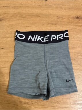 Nike Pro Grey Athletic Shorts with Black Waistband
